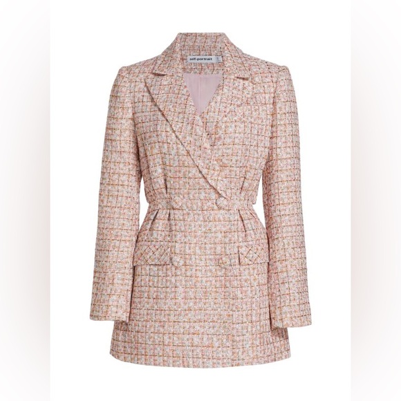 Self-Portrait Double Breasted Bouclé Knit Mini Dress US 4 / UK 8 - Picture 1 of 9